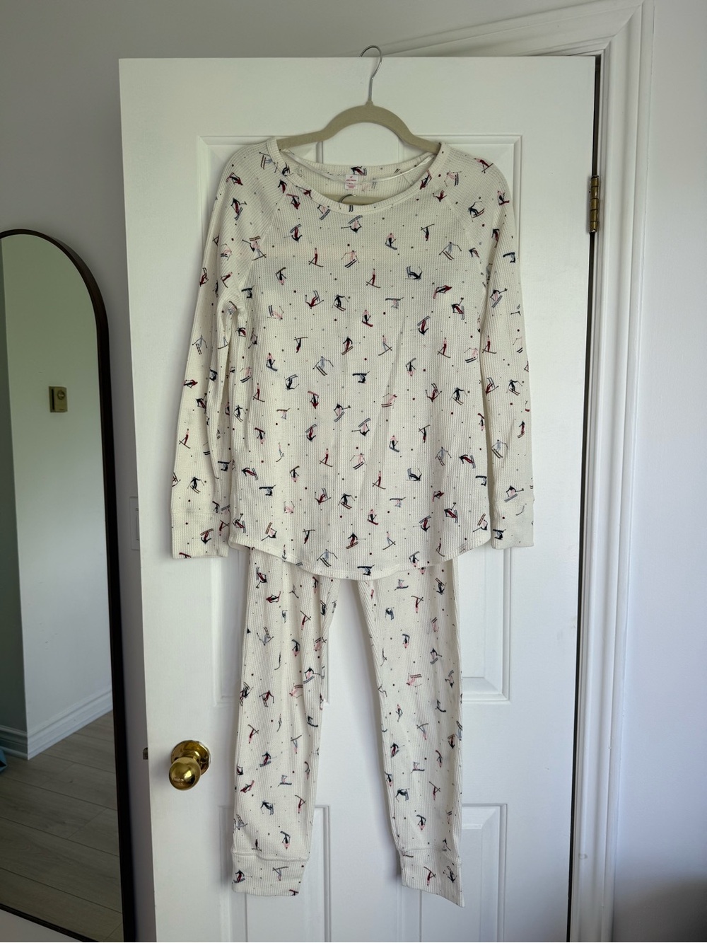 Joe Fresh Cream Ski-Motif Waffle Knit Pajama Set
